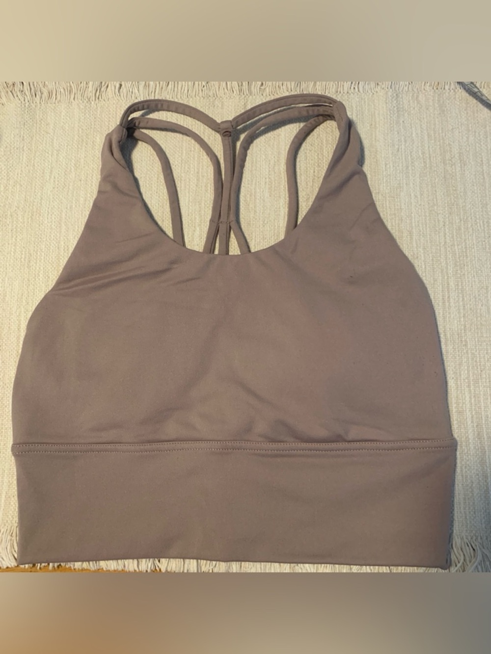 Women’s Strappy Back Sports Bra in Taupe